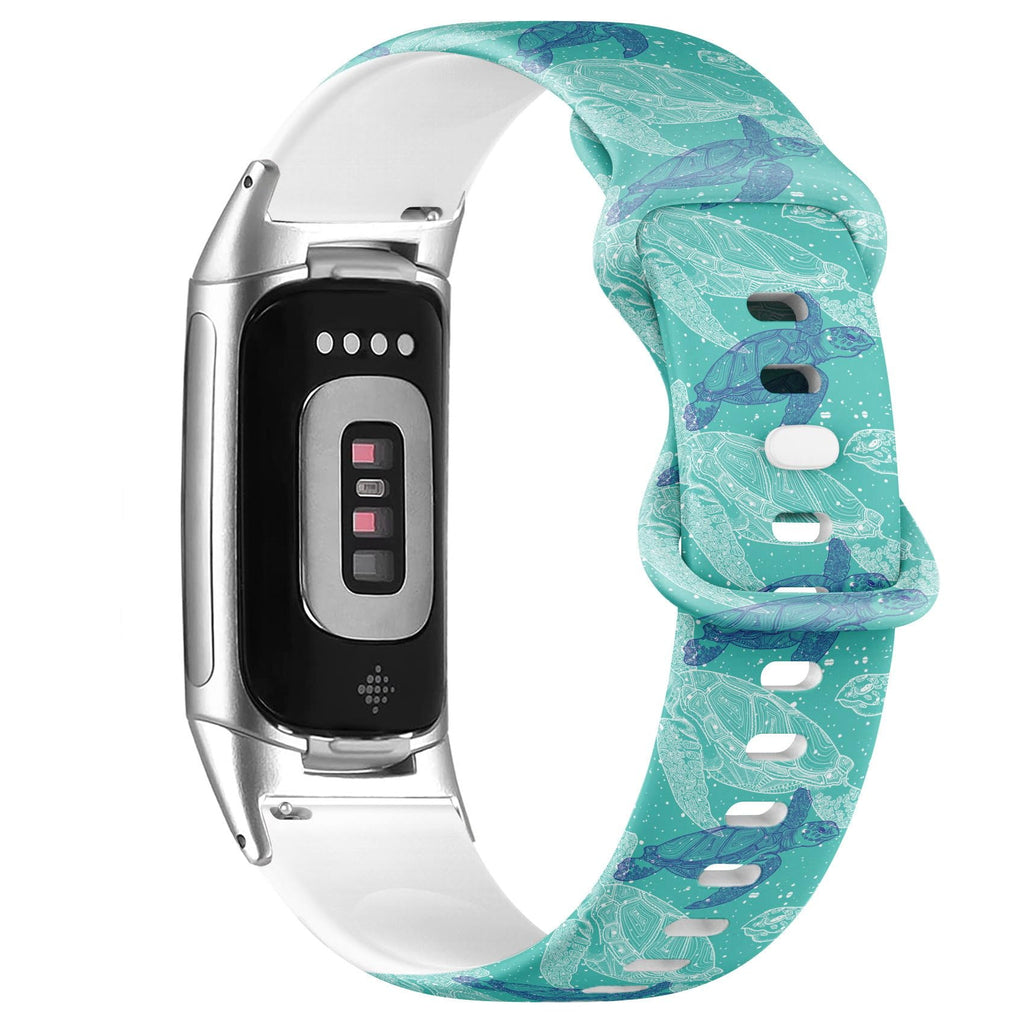 Compatible with Fitbit Charge 5 / Fitbit Charge 6 Soft Silicone Watch Band (Sea Turtles Marine) Soft Sports Strap Bracelet Wristband for Women Men