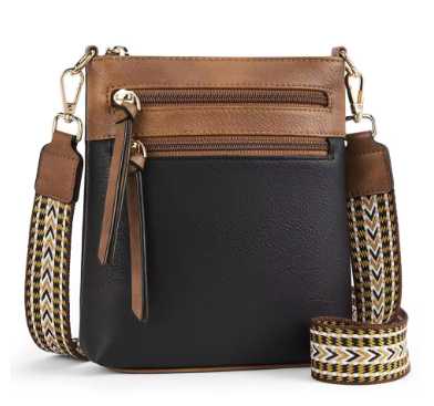 Multi-Zipper Vertical Shoulder Bag