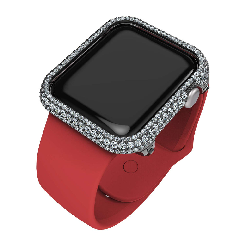 HJINVIGOUR Full Bling Gorgeous Rhinestone Crystal Diamond Metal Alloy Bezel Frame Case Cover Compatible Apple Watch Series 4 5 6 SE (Black 44mm)