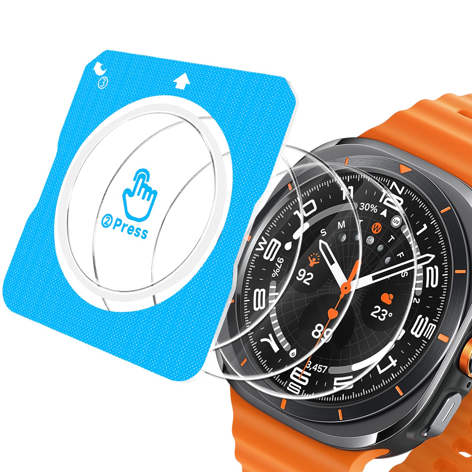 NECARSIN 3 Pack Screen Protector for Samsung Galaxy Watch 7 Ultra 47mm2.5D Round Edgewith Auto-alignment Installation kitHigh Definition Anti-Scratch Bubble Free