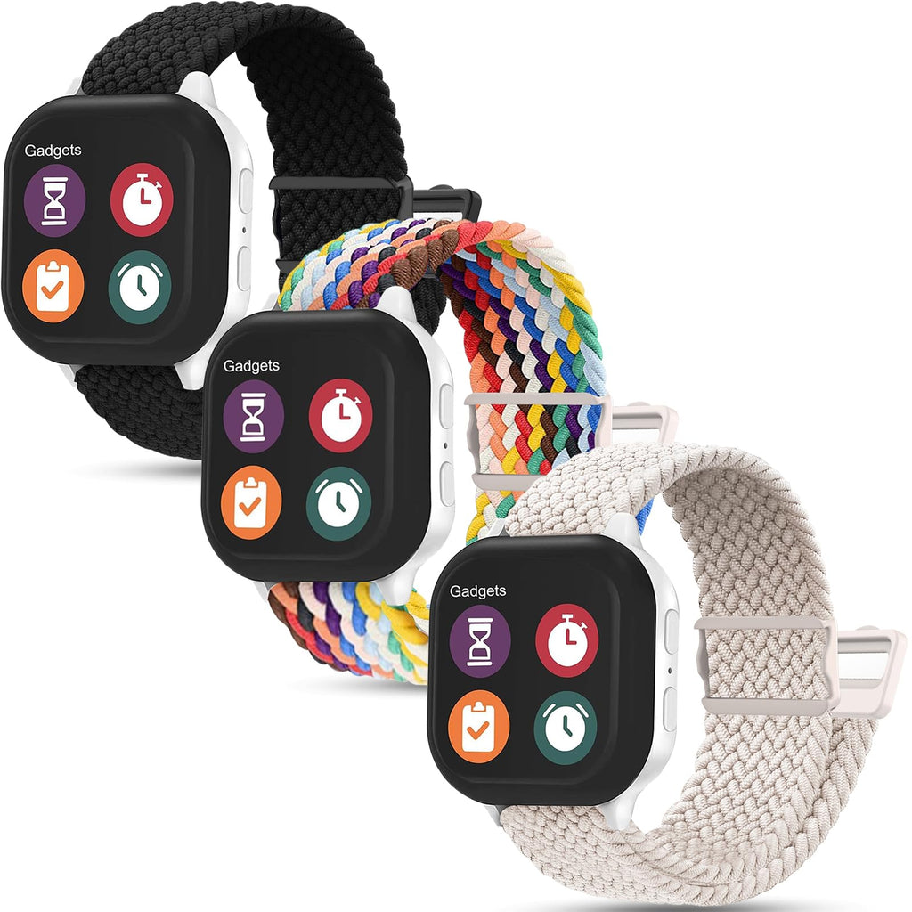 Kuaguozhe 3 Pack Magnetic Braided Bands Compatible with AT&T amiGo Jr Watch Breathable Adjustable Braided Sport Wristband for Small Wrist