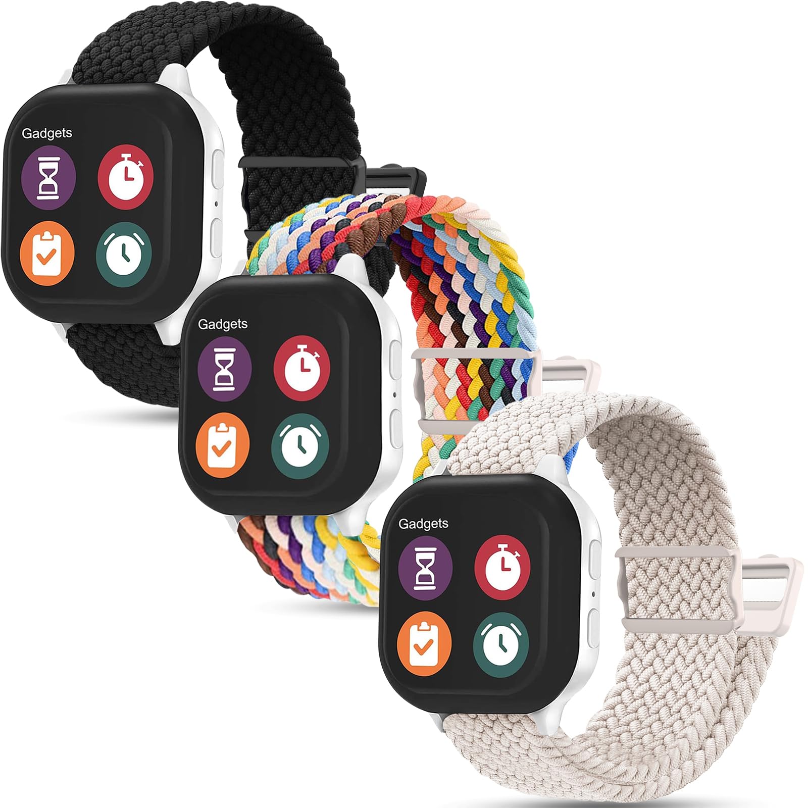 Kuaguozhe 3 Pack Magnetic Braided Bands Compatible with AT&T amiGo Jr Watch Breathable Adjustable Braided Sport Wristband for Small Wrist
