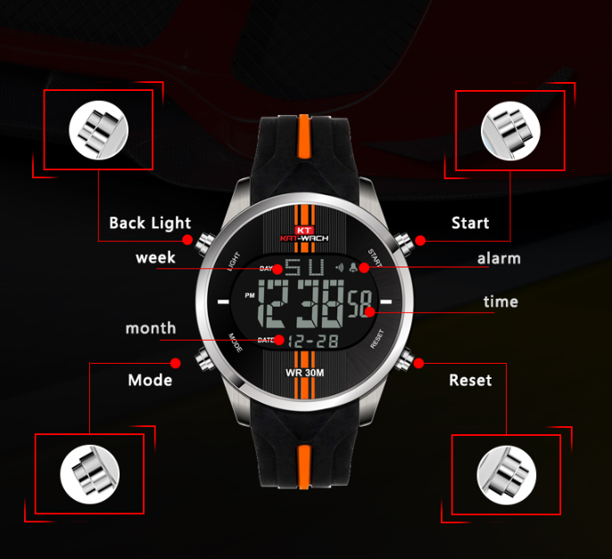 Fashion Waterproof Sports Countdown Watch - Kat Watch