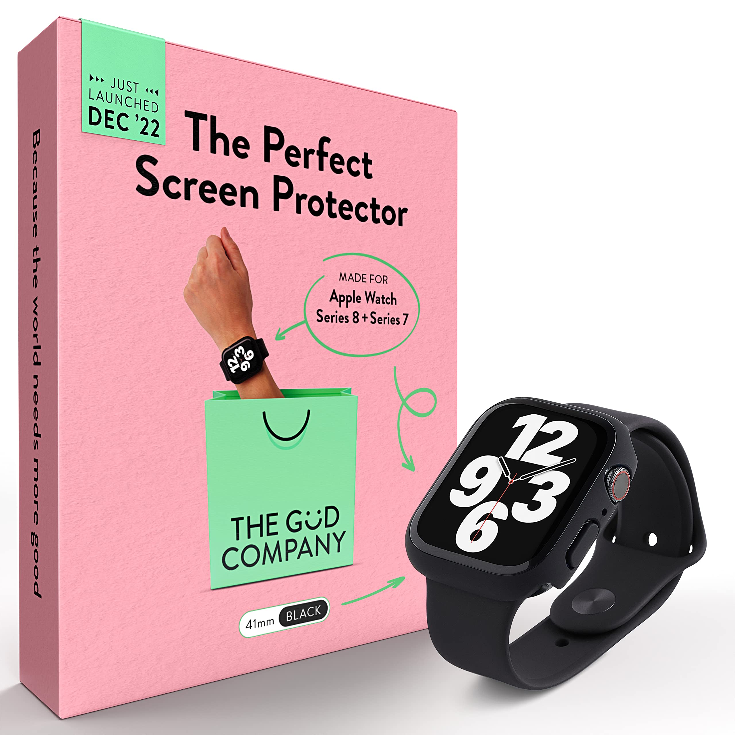 THE GÜD COMPANY: The Perfect Screen Protector Made for Apple Watch Series 8 + Series 7 41mm/45mm Curved Available in 5 Colors (Black)