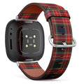 Q-Beans Replacement Leather Watch Band Compatible with Fitbit Versa 3/4 and Fitbit Sense/Sense 2 - Traditional Tartan Scottish Plaid