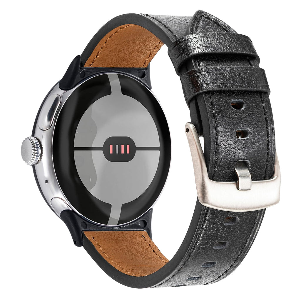 Nigaee Genuine Leather Bands Compatible With Google Pixel WatchBreathable Adjustable Replacement Wristbands for Women MenWaterproof Sport Strap Band for Google Pixel Watch 2022