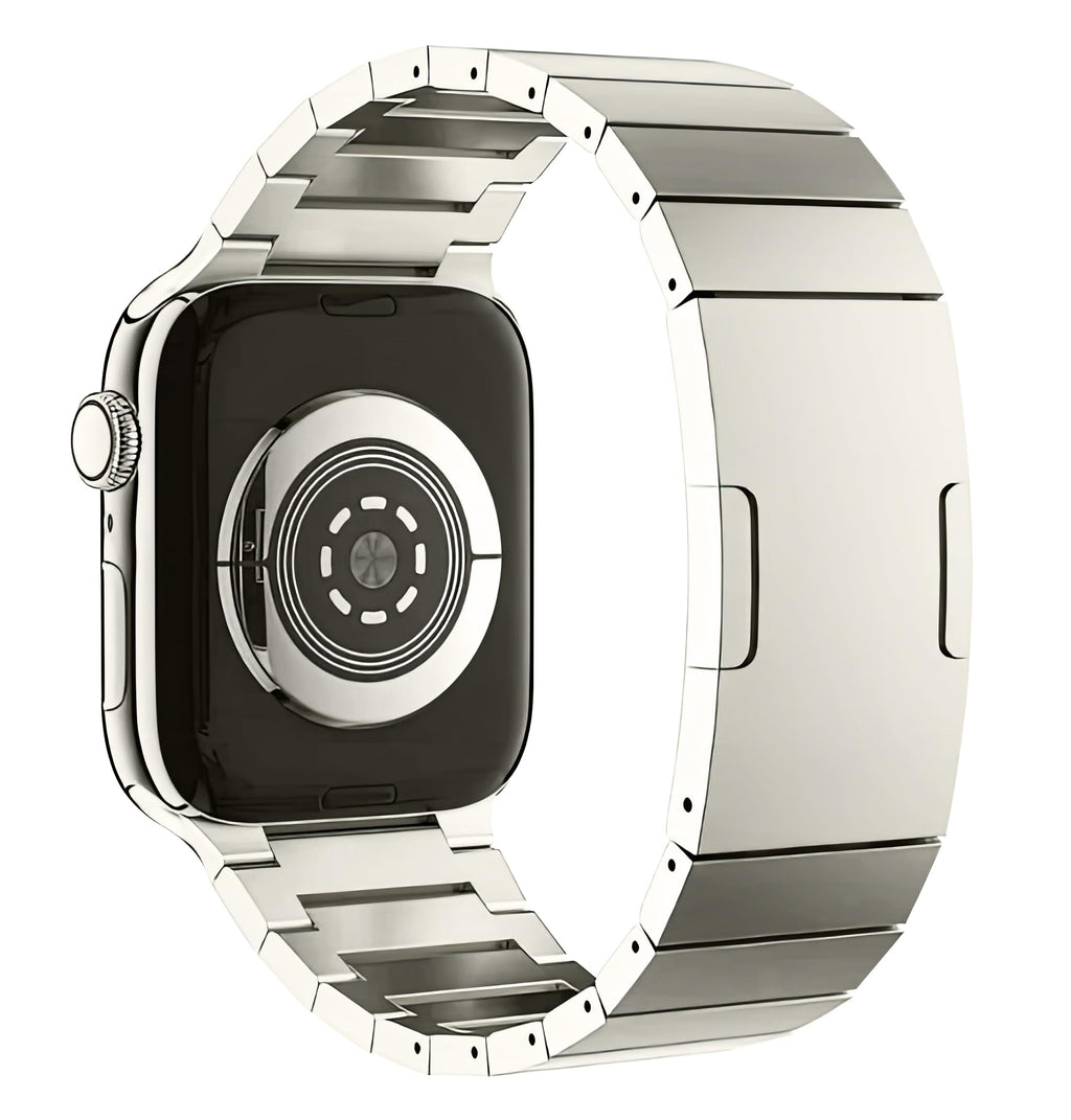 MaKTech Titanium BandLight-Weight Metal Bracelet Strap with Embedded Bucklefor Apple Watch 10/9/Ultra 2/SE/8/7[2024] (42mm/41mm/40mmTitanium)