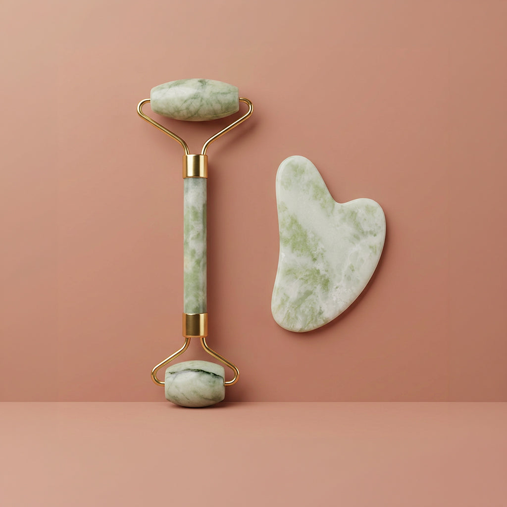 110g Xiu Yu White Jade Facial Roller Gua Sha Set