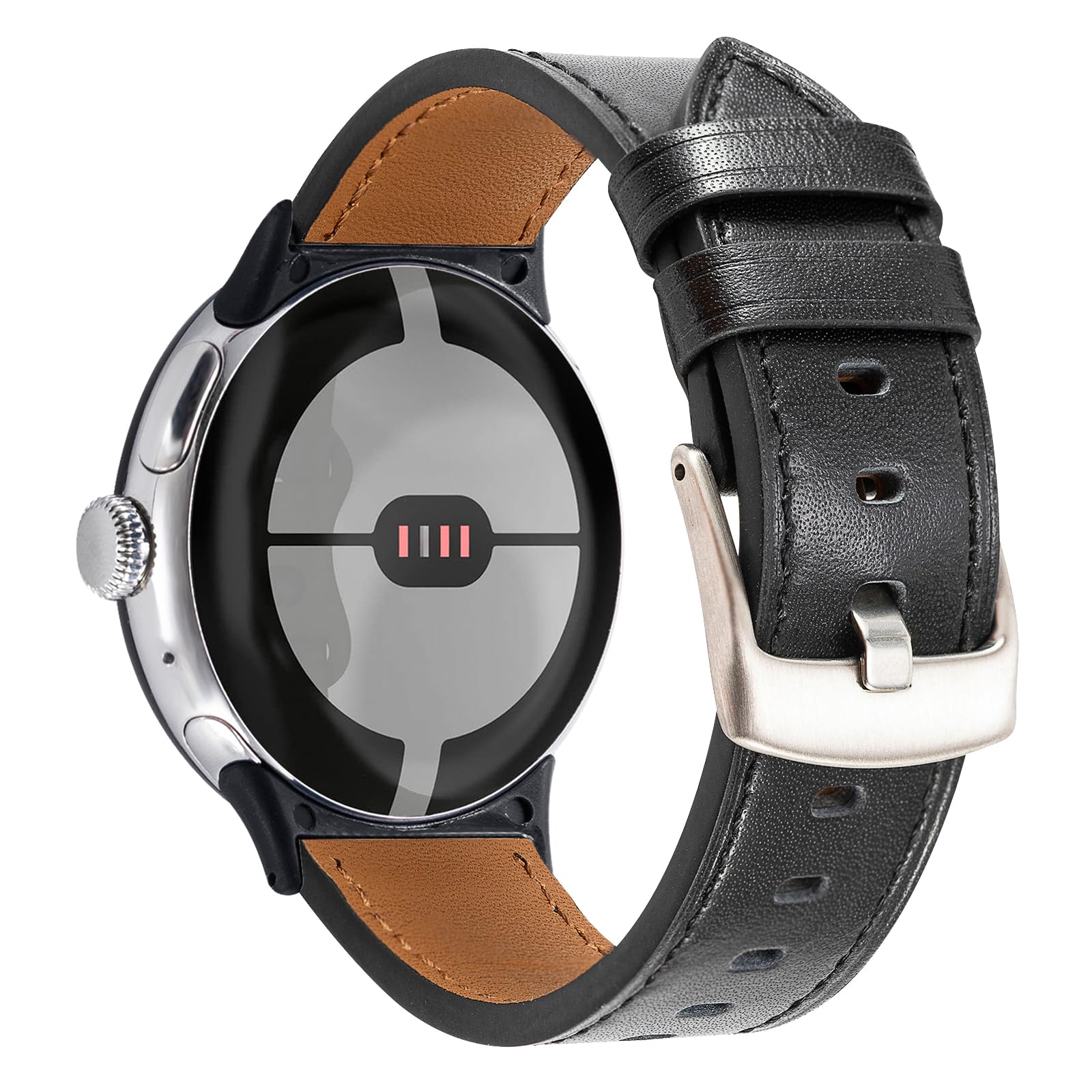 Nigaee Genuine Leather Bands Compatible With Google Pixel WatchBreathable Adjustable Replacement Wristbands for Women MenWaterproof Sport Strap Band for Google Pixel Watch 2022