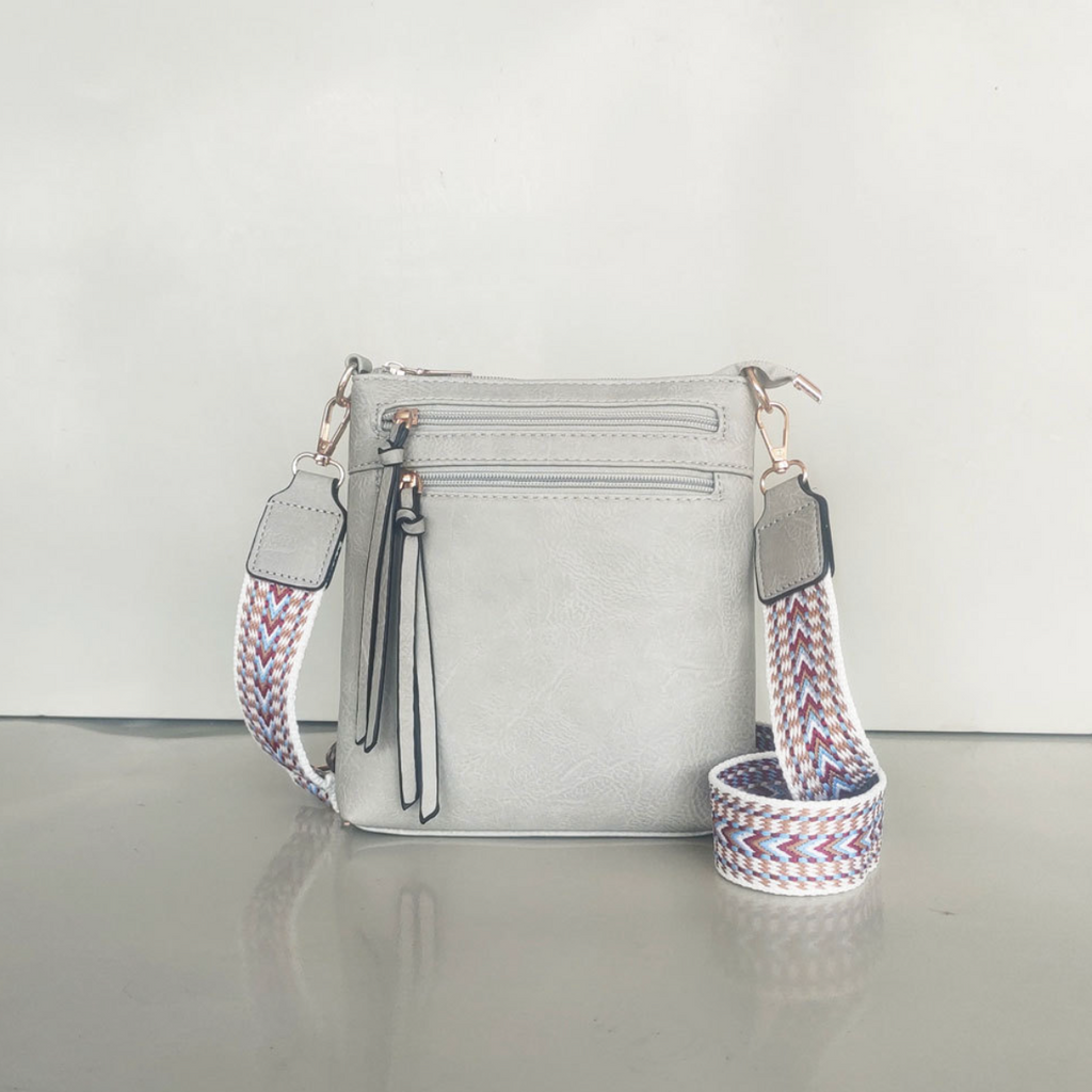 Multi-Zipper Vertical Shoulder Bag