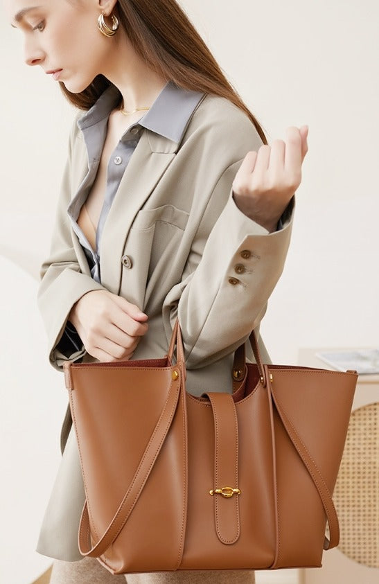 Cowhide Large Capacity Women's Tote Bag