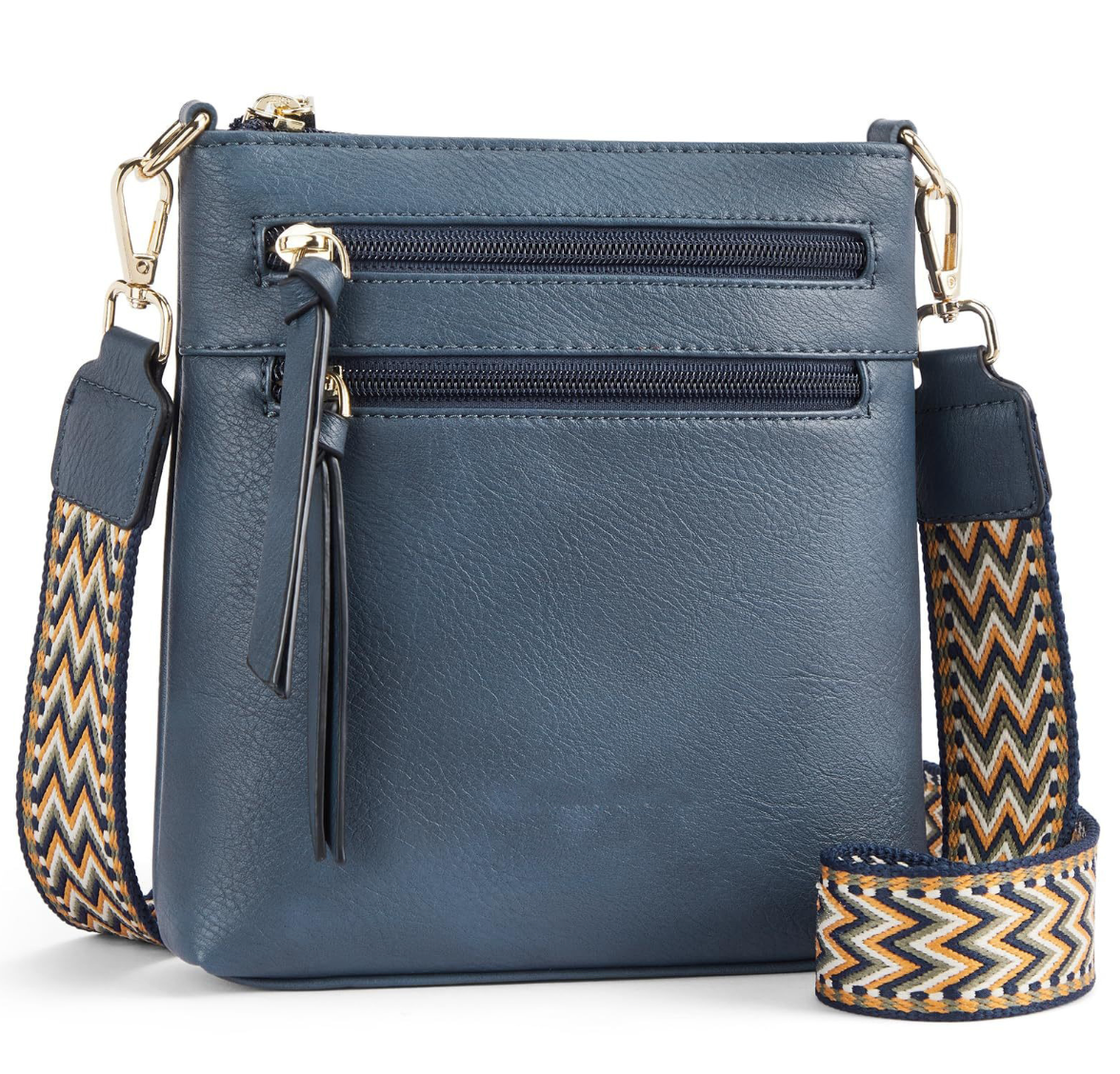 Multi-Zipper Vertical Shoulder Bag