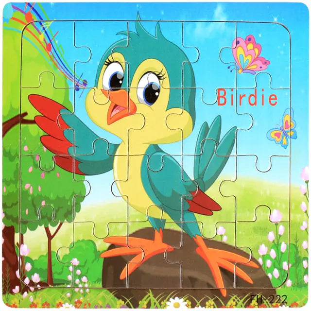 20-Piece Montessori 3D Cartoon Animal Car Puzzle