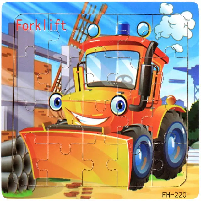 20-Piece Montessori 3D Cartoon Animal Car Puzzle