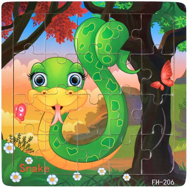 20-Piece Montessori 3D Cartoon Animal Car Puzzle
