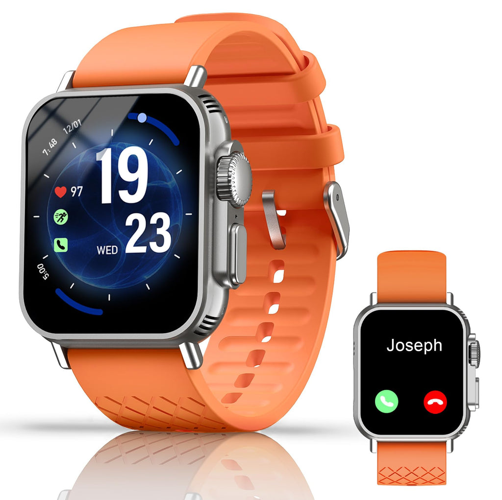 Generic Smart Watch for Man Woman Make/Answer Call Step Tracking 2.2""Built-in Fitness Tracker for iOS/Android (Orange)