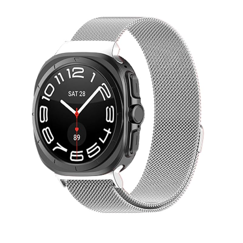 BOVIPO Compatible with Samsung Galaxy Watch 7 Ultra 47mm Band (2024) for Men Women Stainless Steel Magnetic Metal Milanese Loop Mesh Replacement Wristband