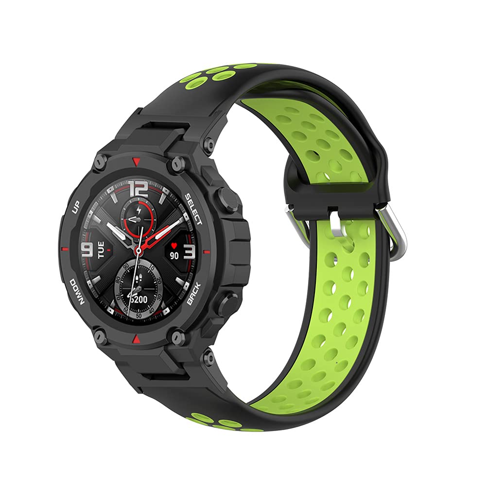 iPartsonline Replacement Silicone Bands Compatible for Amazfit T-Rex/Amazfit T-rex Pro Smartwatch Breathable Sport Strap Rubber Watch Band