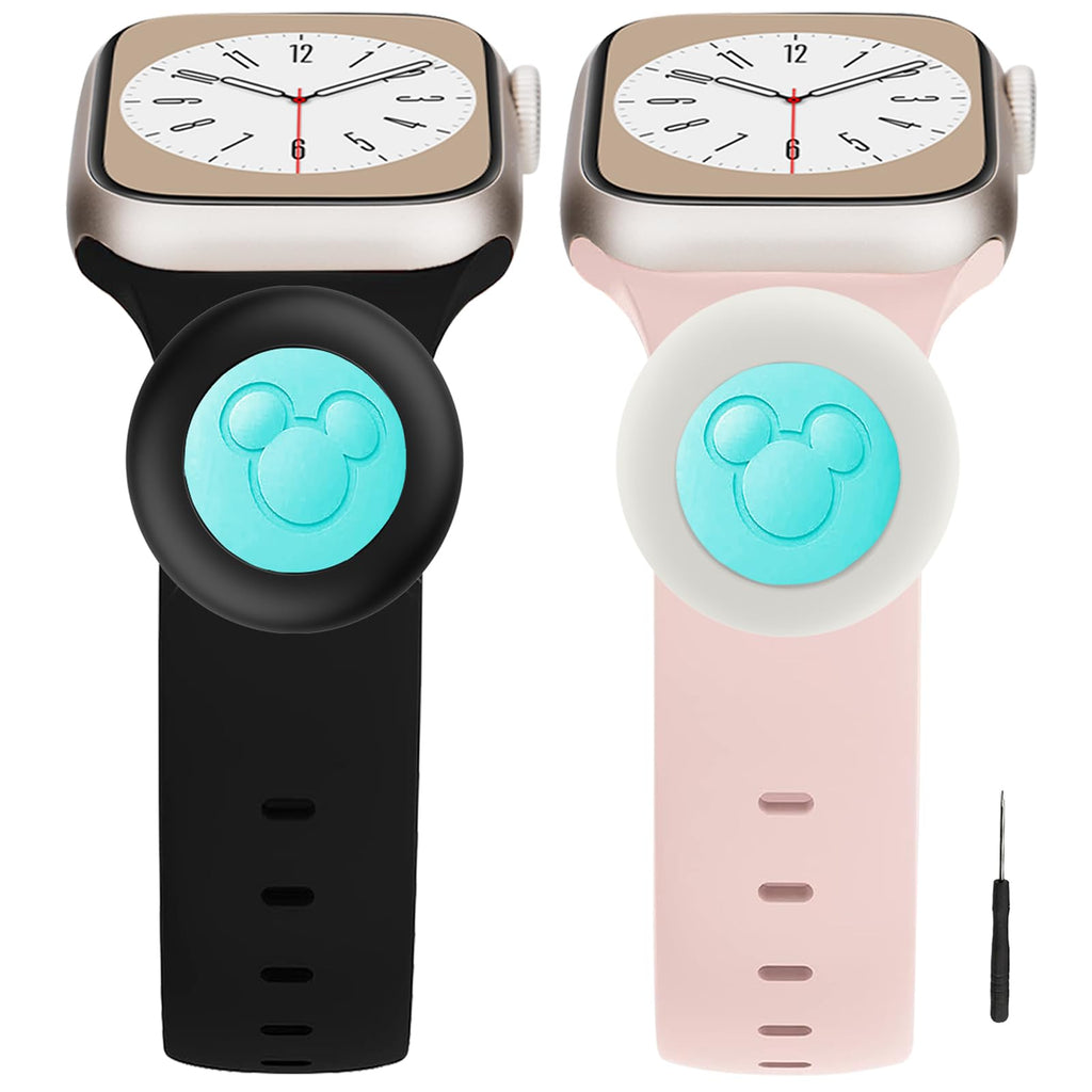 pupvus Compatible with Disney Magic Band Holder AdapterSoft and Elastic Traditional Watch Accessories Compatible With Disney Parks Magic Band 2.0 Puck Holder (Black_White)
