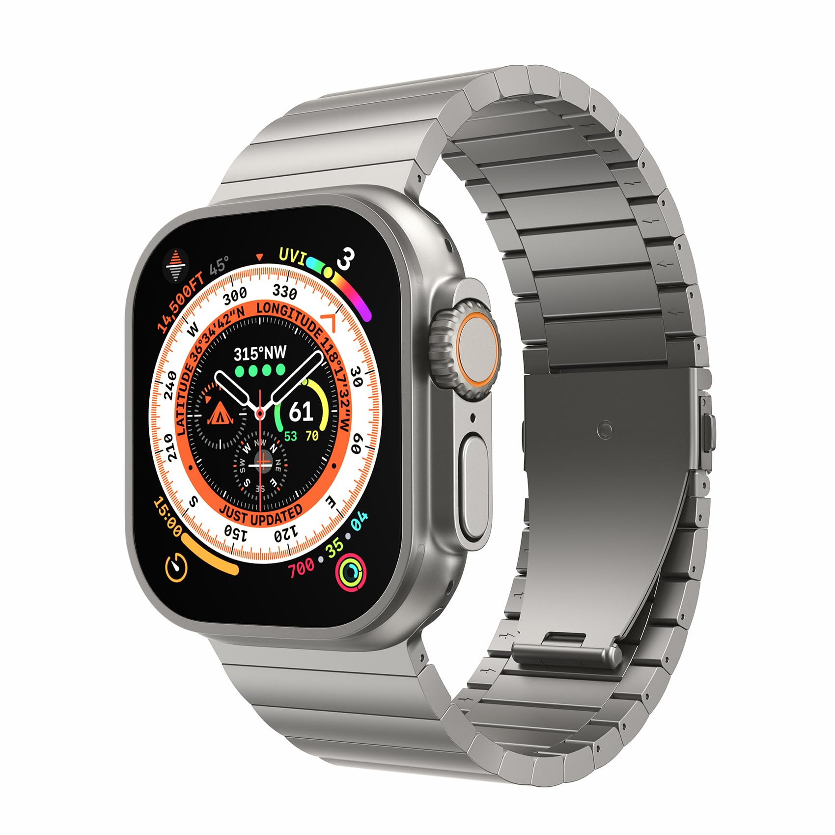 LULULOOK Band for Apple Watch Ultra/Ultra2 Titanium Band for iWatch 49MM [DLC-Scratch Resistant Process]- Titanium Color for Big Wrist