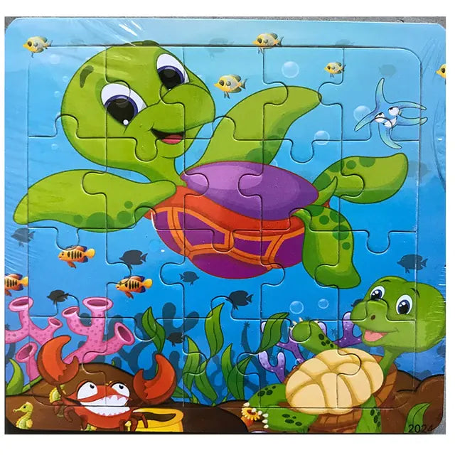 20-Piece Montessori 3D Cartoon Animal Car Puzzle