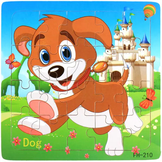 20-Piece Montessori 3D Cartoon Animal Car Puzzle