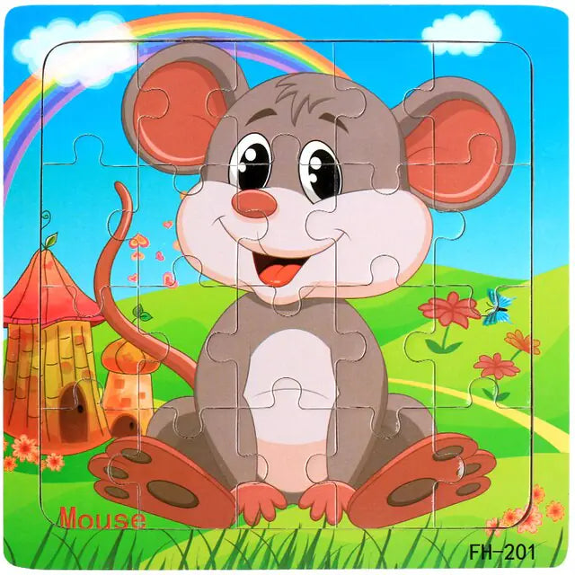 20-Piece Montessori 3D Cartoon Animal Car Puzzle