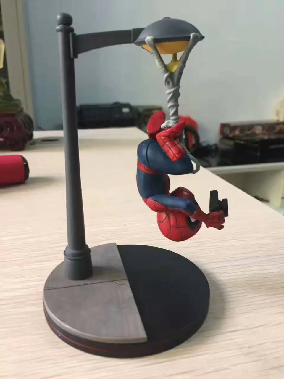 Spider-Man Figure with Streetlight and Camera Model