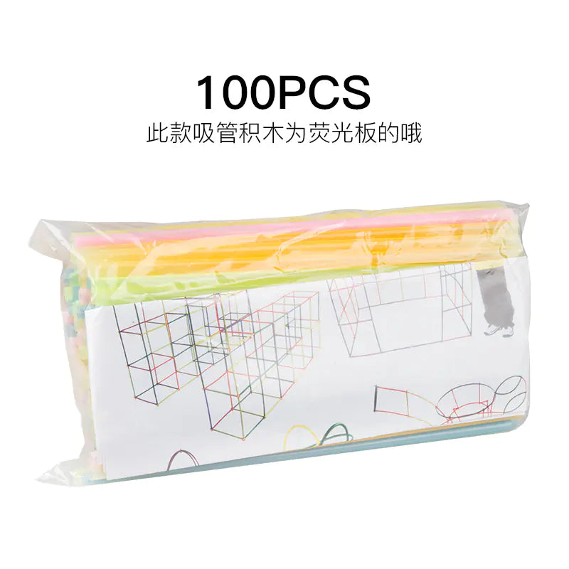 4D Space Straw Building Blocks for Creative Play
