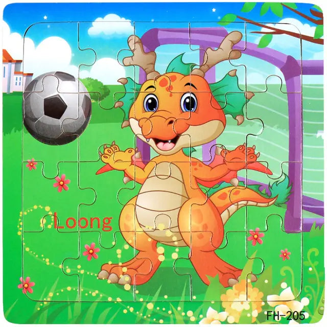20-Piece Montessori 3D Cartoon Animal Car Puzzle